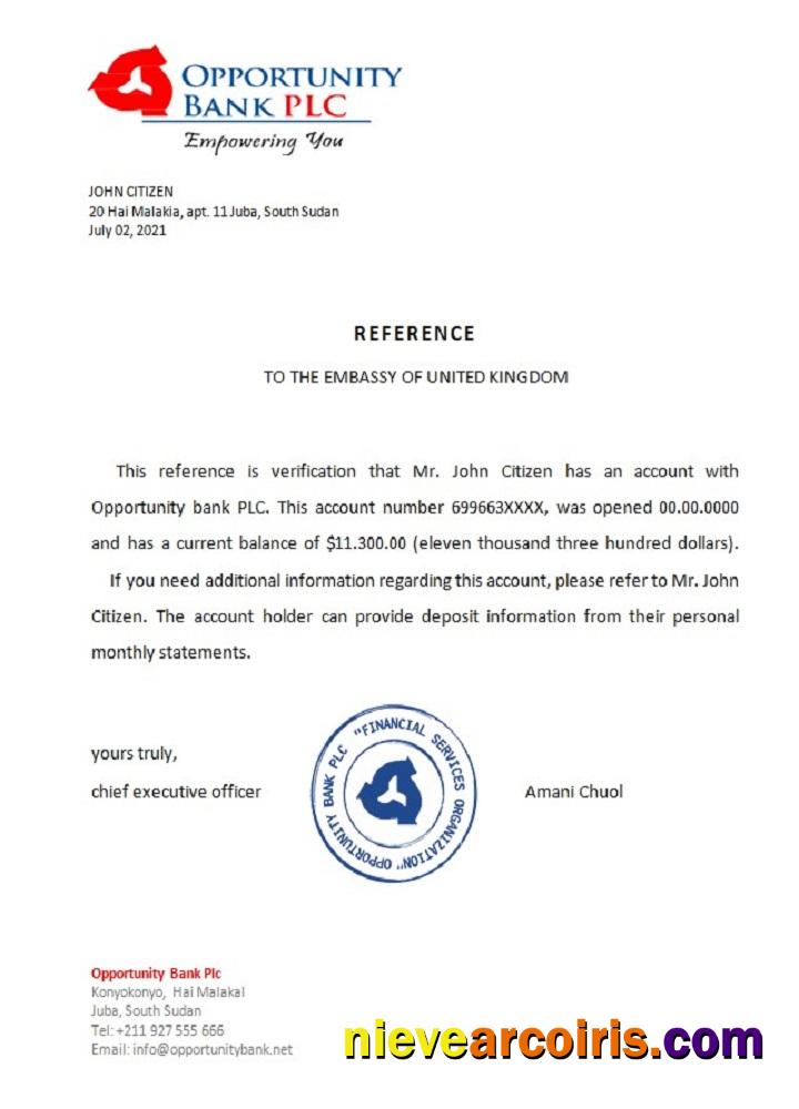 South Sudan Opportunity bank reference